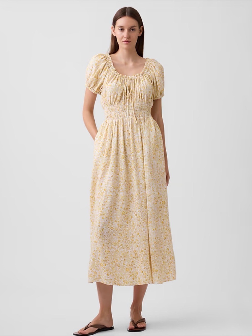 Gap Puff Sleeve Ditsy Floral Print Maxi Dress Summer Spring Church Easter